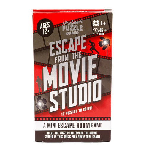 Professor Puzzle: Escape from The Movie Studio - A Mini Escape Room Game, 12 Puzzles to Solve The Code, Journalist Adventure, Ages 12+, 1+ Players