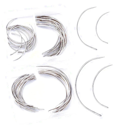 BUTUZE 80Pcs Curved Needles BUTUZE Plastic Needle Case with 4 Sizes Hooked Needle for Stitching,Sewing,Embroidery,Hair Weaving
