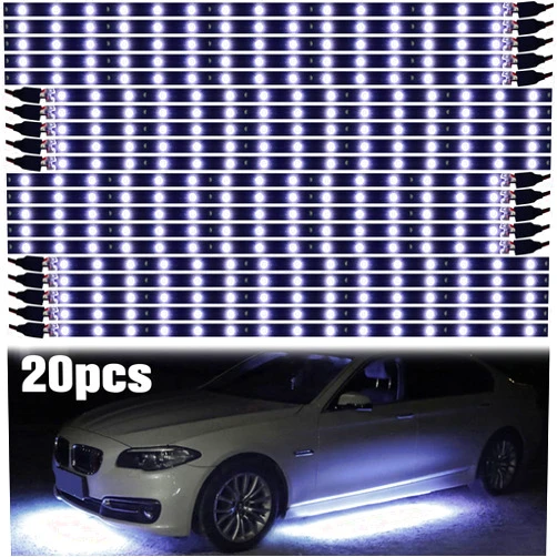 XTAUTO XT AUTO White 12v 15 Led 30cm Car Flexible Waterproof Underbody Light Strip Pack of 20