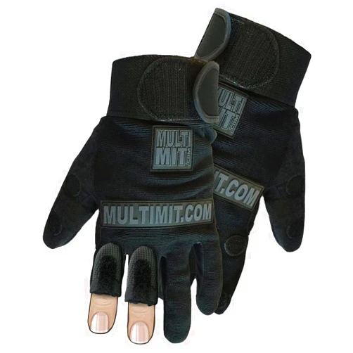 MULTI MIT + Universal Series Glove + 3 Finger Retractable Finger Feature + Fast Access Work & Safety Gloves With Full Hand Protection, Black