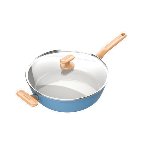 GoodCook Healthy Ceramic Titanium-Infused 11” Jumbo Cooker with Lid, Light Blue – Induction Cookware, Nonstick Cooking Pan, Food Cooker for Stir-Fry, Vegetables, Chicken, Steak, Sauces