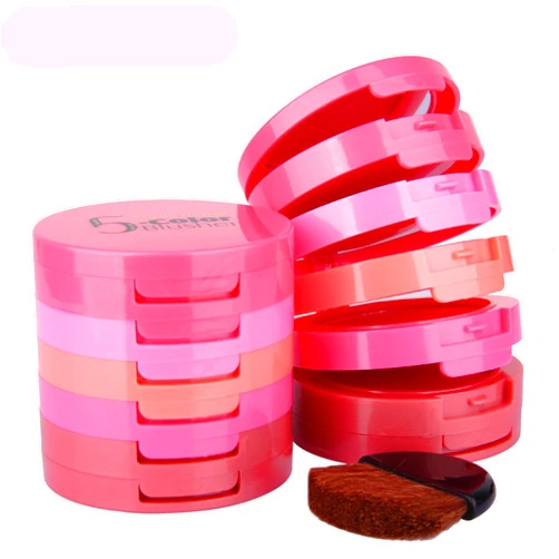 FantasyDay Pro 5 Colors Compact Powder Blush/Cheek Blusher Makeup Palette Contouring Kit With Blush Brush Pressed Powder Baked Mineral Blush Set - Ideal Makeup Gift for Your Beloved One