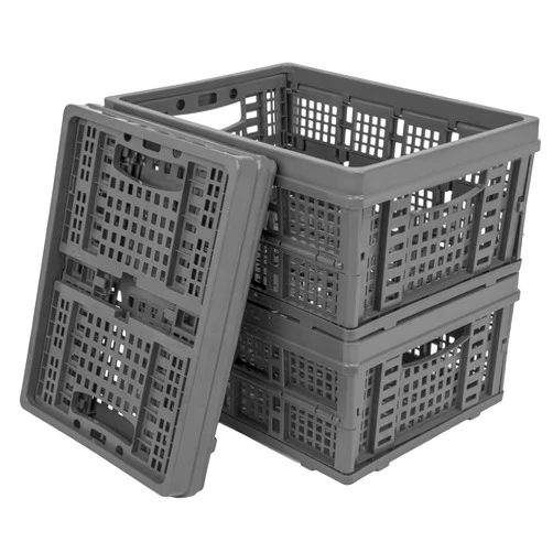 VECKYJL Plastic Milk Crates, Collapsible Storage Crate, 34L Black Plastic Crates Stackable, Large Folding Crate - 3 Pack Milk Crates for Storage Various Items