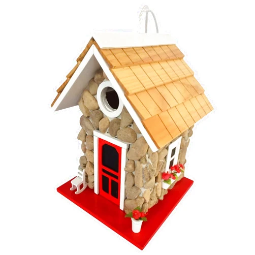 Home Bazaar- Hand-made Fieldstone Guest Cottage Birdhouse - Eco Tough Bird House