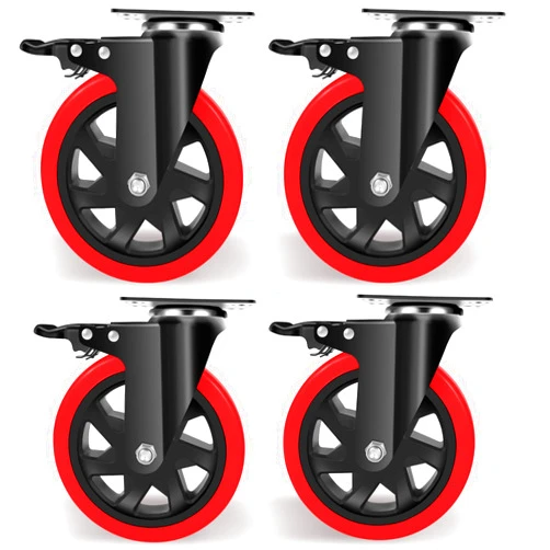 Nefish 6 Inch Heavy Duty Caster Wheels, Industrial Casters Set of 4, Locking Industrial Swivel Top Plate Casters 2600 Lbs, 360 Degree Industrial Grade Casters for Industrial, Furniture, Equipment