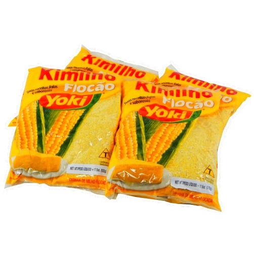 Yoki - Kimilho - Pre-Cooked Flocked Corn Meal (PACK OF 04) | Farinha de Milho Flocada - 500g