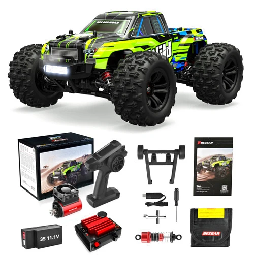 BEZGAR HP161S 1:16 4X4 RTR Brushless Fast RC Cars for Adults - High Speed Max 68kph Off-Road Brushless RC Truck, Electric Hobby Grade RC Monster Truck with 3S Battery Gifts for Boy Age 8-12 and Adults