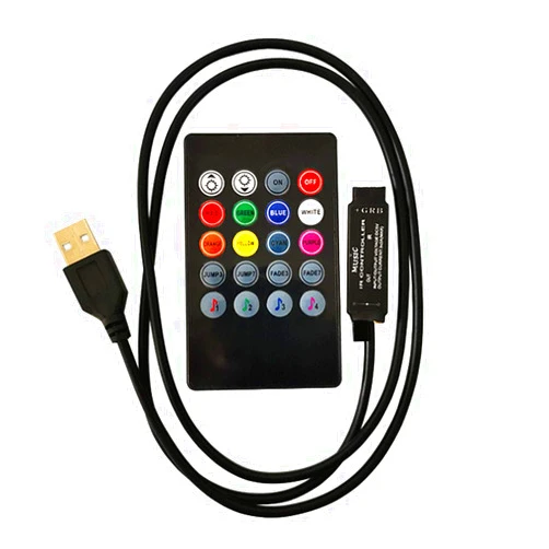 RTNLIT 20 Keys 5V Music Infrared Remote Controller, USB 5V RGB LED Strip Light Dimmer for RGB LED Strip Light