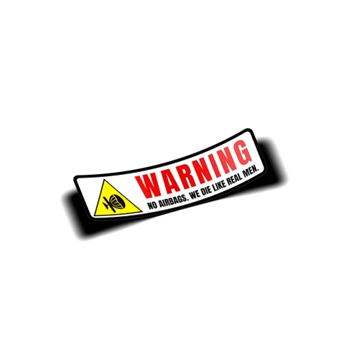 Imakestickerz.com imakestickerz Warning No Airbags We Die Like Real Men Funny Auto Mechanic JDM Tuner Car Vinyl Decal 8'' Bumper Sticker, Black, Red, Yellow, 8''x2''
