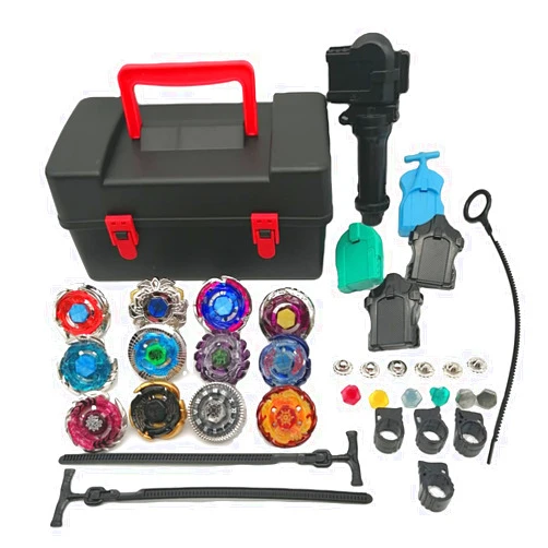 STJOYOPY Battling Top Game Metal Fusion 4D Series Battle Set 12 Spinning Tops 4 Launchers Gyro Game with Storage Box Gift for Kids Boys 8+