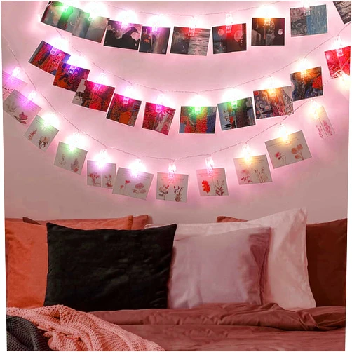 CIAO TECH Photo String with Clips - 16.5Ft 50 Piece Photo Hanging Clips String - Fairy Lights with Clips Hanging Photo Display Multicolor USB Powered for Birthday & Wall/Wedding Decorations