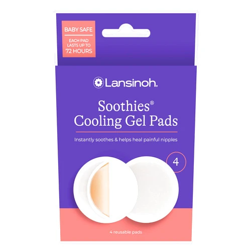Lansinoh Soothies Cooling Gel Pads, 4 Count, Breastfeeding Essentials, Provides Cooling Relief for Sore Nipples