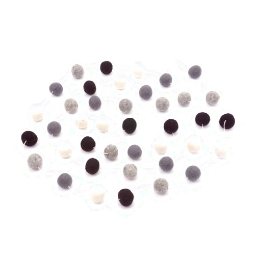 Glaciart One Pom Pom Garland - 9 Feet, 40 Balls, 4 Colors, Wool Felt Balls, Round Shape, Black