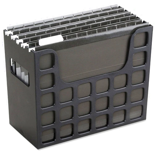 Pendaflex Portable Desktop File, Document Holder for Home and Office, Plastic Organizer Box, Side Handles, Hanging File Folders, Tabs & Inserts, Letter Size, 9-1/2 x 12-3/16 x 6 Inches, Black (23013)