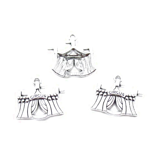 Fulllove Charms 40 Pieces Antique Silver Plated Jewelry Charms GY04570 Circus Tent