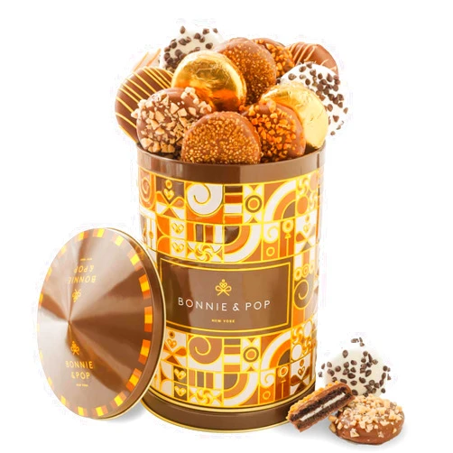 BONNIE AND POP Cookie Gift Basket- Gourmet Food Gifts Prime Delivery - Chocolate Covered Cookie Set- Bonnie and Pop