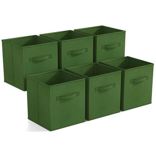 Sorbus Foldable Storage Cubes - 6 Fabric Baskets for Organizing Pantry, Shelf, Toy Box, Cubby, Closet Organizer - 11 Inch Collapsible Closet Organizers and Storage Bins (Dark Green 6 Pack)