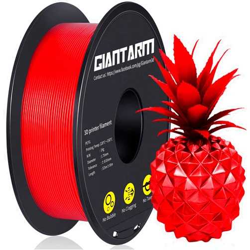 GIANTARM Red PETG 3D Printer Filament Toughness Enhanced 1kg (2.2lbs), 1.75mm Dimensional Accuracy +/-0.03mm, 1080 Feet（330m)/Roll, Vacuum Package, Fit for Most 3D FDM Printer