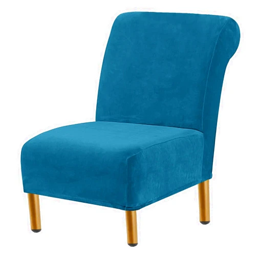 EIVMAX Blue Velvet Armless Accent Chair Cover Stretch Armless Accent Chair Slipcover Stylish Furniture Protector Cover for Home Hotel Living Home (Blue)