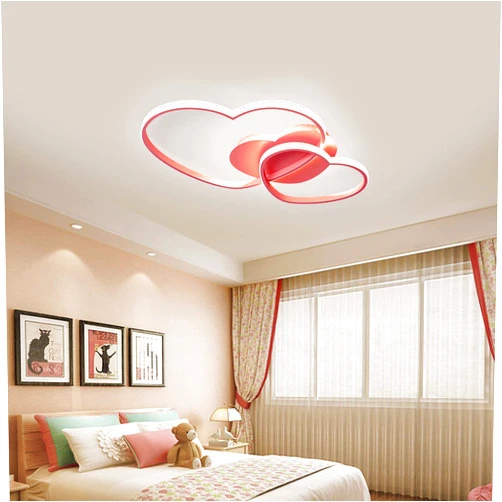 TFCFL Modern Creative LED Ceiling Light, Acrylic Flush Mount Light Fixture Heart-Shaped Ceiling Light for Dining Room Bedroom- Pink, White Light