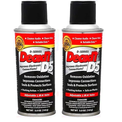 HOSA D5S-6 CAIG DeoxIT 5% Spray Contact Cleaner, 5 oz. (Pack of 2)