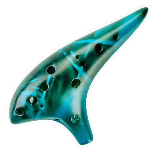 DHwebWLP Strawfire 12 Hole Ocarina Instrument,Alto C Ceramic Ocarina With Song Book Strap for Beginner Gift Idea(Blue)