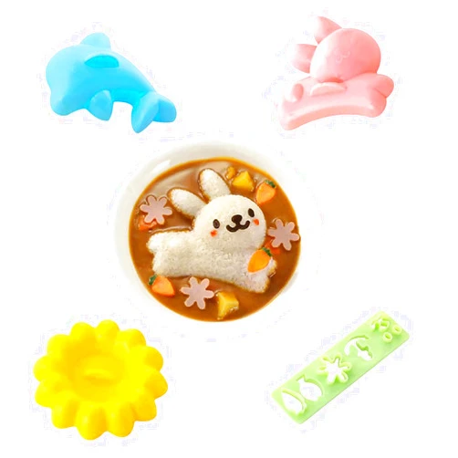 UpTuoLi Rice Mold, Sushi Press Mold Maker, Rice Press Mold, Food Press Cutter, Dolphin Rabbit Flower Sushi Bento Maker Mould Rice Ball Shaper Cutter Bento Accessories DIY Kitchen Tools for Baby Kids Meal