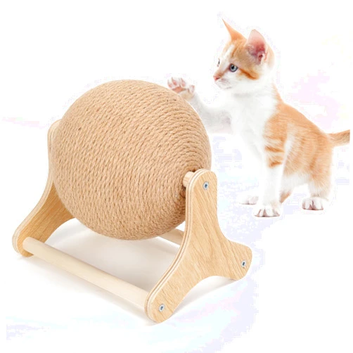 Outamateur Cat Scratcher Ball Toy, Sisal Cat Scratching Ball with Stable Stand, Interactive Exercise Toy for Small Pet Interactive Exercise and Play