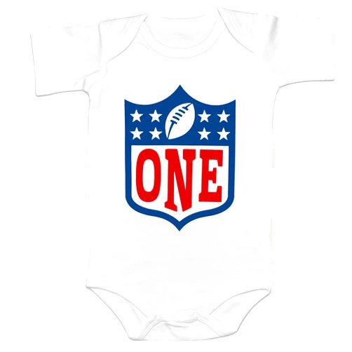 NeatKnit Family of the Birthday Boy Football T-Shirts/Romper Y2K Vintage Retro Soccer Lover First Birthday Party Top (18-24 months, One)