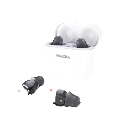 Mirasing Hearing Aids for Seniors,Mirasing OTC Rechargeable Hearing Aids, Digital Hearing Aids,Hearing Amplifier with Button Volume Control, Into Ear No Squealing Hearing Assist Device for Nature Sound (Black)