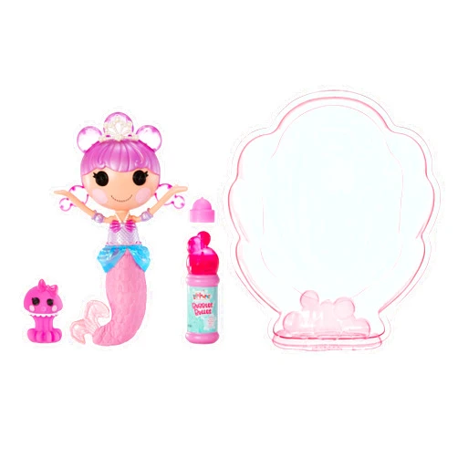 Lalaloopsy Bubbly Mermaid Doll- Ocean Seabreeze & Pet Jellyfish, Doll's Hair Makes Bubbles & Pet Squirts Water, Shell tub, Bubbles Solution & Reusable Packaging Playhouse, for Ages 3-103, 578970