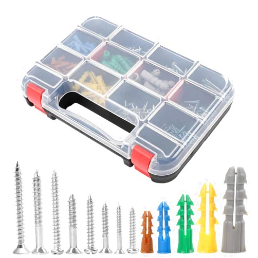 HongWay 370pcs Plastic Drywall Wall Anchors Kit with Screws, Includes 5 Different Assorted Size Anchors and Screws