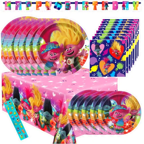 Unique Trolls Birthday Party Decorations, Trolls Lunch Plates, Trolls Dessert Plates, Troll Napkins, Trolls Birthday Banner, Troll Table Cloth, Troll Party Decorations