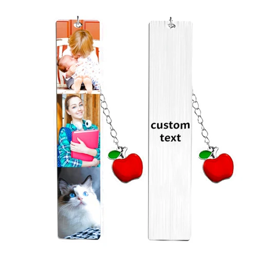 XzmaaoX Personalized Bookmarks with Picture Text, Stainless Steel Custom Bookmarks Photo, Double-Sided Custom Bookmark for Men Women Kids Gifts Birthdays Christmas Valentine's Day