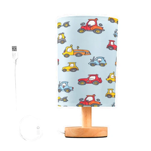 Yuiboo Table Lamps Colorful Cartoon Tractors Blue Comic Room Table Lamps Electric Night Lights for Adults Farm lampara para