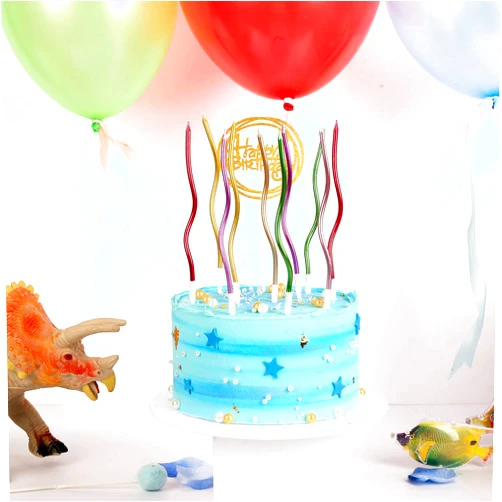 ETEPARTY 12 Pieces Twisty Birthday Candles Spiral Cake Candles with Holders Metallic Cake Cupcake Candles Long Thin Curly Coil Cake Candles for Birthday, Wedding Party and Cake Decoration (Multi Color) (12)