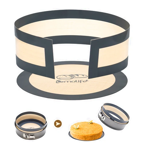 Emolife Silicone Baking Mat for Springform Pan 9 inch, Easy Clean, Prevent cake from Sticking to Bottom and Side Cheesecake Pan