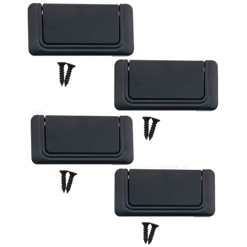 CHENJIN Flush Pull Handle Black 4PCS Invisible Flip Drawer Handle Dull Polish Concealed Installation Recessed Furniture Grip Cabinet Door Pull Ring Handles with Screws 3 inch
