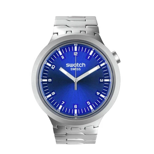 Swatch Unisex Dress Blue Stainless Steel Quartz Big Bold Irony INDIGO HOUR