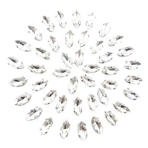Honbay 50PCS 7x15mm (Sew on or Glue on) Horse Eyes Claw Rhinestones for Clothes, Bags, Shoes, Hats, DIY Crafts and More (Clear)