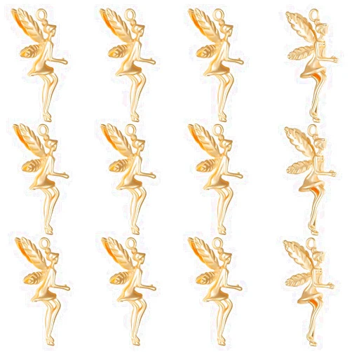 Beebeecraft 1 Box 14Pcs Real 18K Gold Plated Brass Pendants Flying Elf Mini Butterfly Charms Gold Dainty Initial Pendants for Female Women Minimalist Personalized DIY Jewelry Christmas Gift