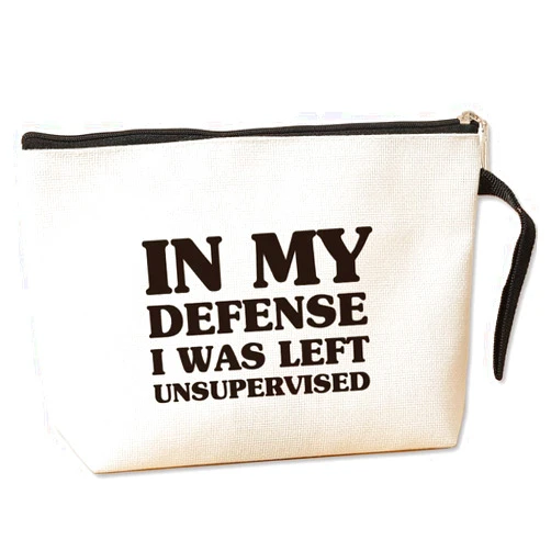 Jztco Funny Sarcastic Gifts for Women Coworkers Great Office Makeup Bag Novelty Unique Humorous Birthday Gift for Friends, Coworkers, Boss, Employee - In My Defense I was Left Unsupervised