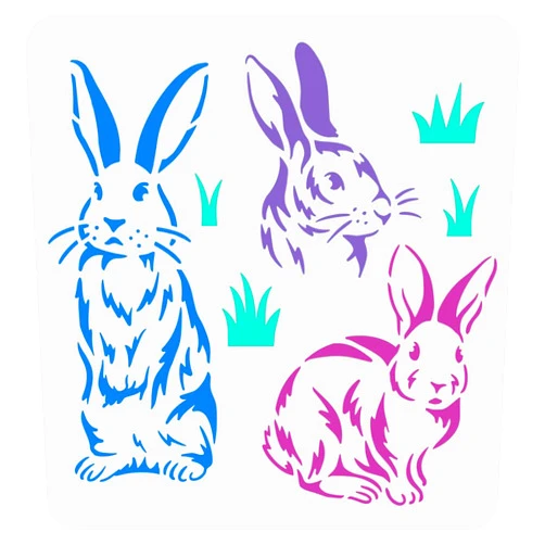 FINGERINSPIRE Bunny Stencils for Painting 11.8x11.8 inch Rabbits Drawing Template Easter Rabbit Painting Stencils Reusable Bunny Stencil DIY Art and Craft Stencils for Home Decoration