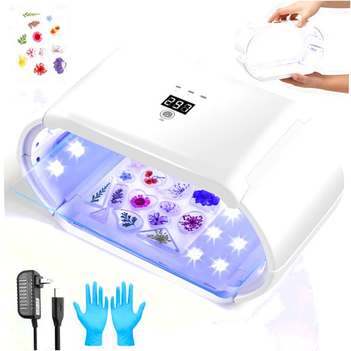 ENERFUN UV Light for Resin, 48W Two-Sided Fast Curing UV Resin Light with Adjustable Time Setting Large Size Portable Foldable UV Lamp with Silicone Mold
