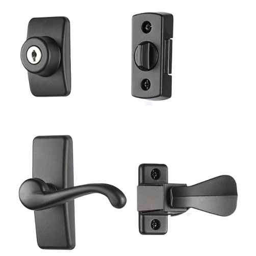 Ideal Security Storm Door Handle Set with Lock, Matte Black (4 Piece Set)