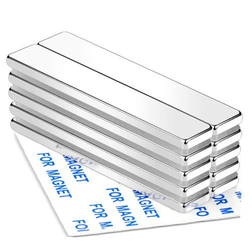 MIKEDE Strong Rare Earth Neodymium Magnets, Heavy Duty Bar Magnets with Double-Sided Adhesive, Powerful Pull Force, Perfect for Fridge, Garage, Kitchen, Science, Craft, Office, DIY 60x10x3mm 10pack