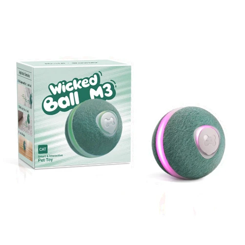 Cheerble 【2025 Upgrade】 Interactive Cat Ball Toy, Wicked Ball M3, Automatic Moving Ball Toy for Indoor Cat Kitten, Smart Anti-Depression Pet Toy Fun Gift with Light