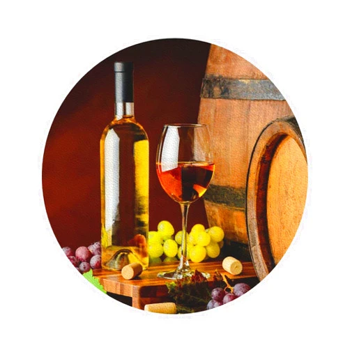 WINUSMK Coasters for Drinks Set of 6, Absorbent PU Leather Coaster for Cold Drinks Wine Mugs and Cups Tabletop Protection, Gift for Housewarming Room Bar Decor (White Wine and Grape)