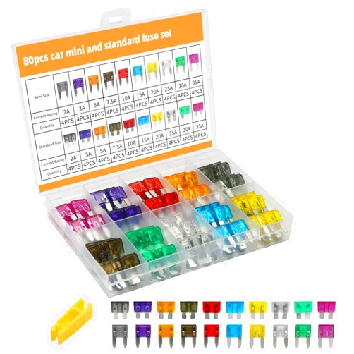 Liamner 80 PCS Car Fuses Assortment Kit, Standard & Mini Fuse (2A/3A/5A/7.5A/10A/15A/20A/25A/30A/35A), Blade Fuses Automotive for Car, RV, Truck, Marine, Motorcycle