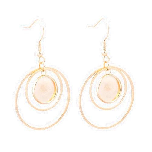 Reidgaller 10pcs Fit 12mm Cabochon Earring Setting Blanks with Circle Hoop Charms Gold Plated Stainless Steel DIY Dangle Hooks Findings